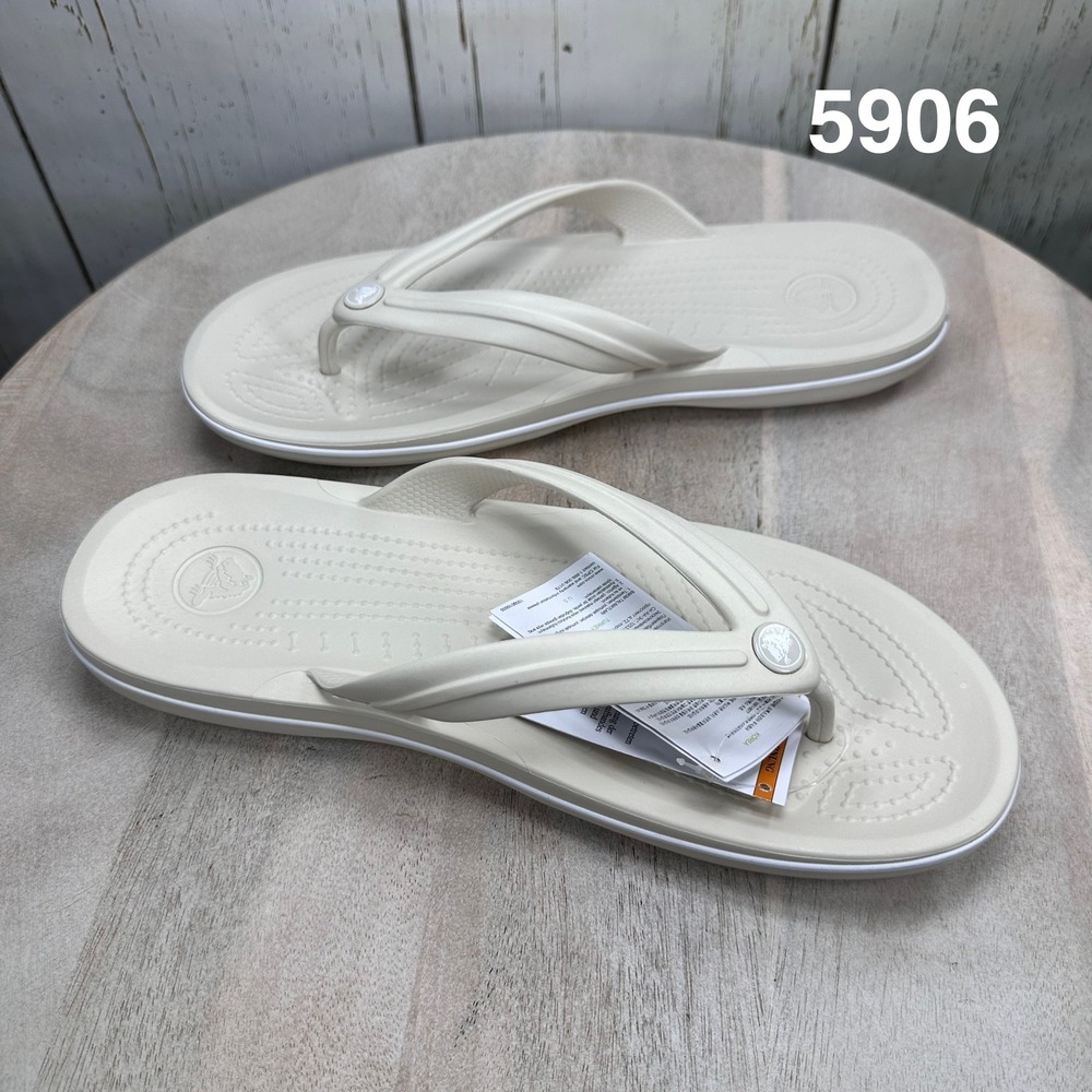 Crocs Crocband Flip Stucco White Unisex Mens 10 Womens 12 Sandals 11033-171 NEW